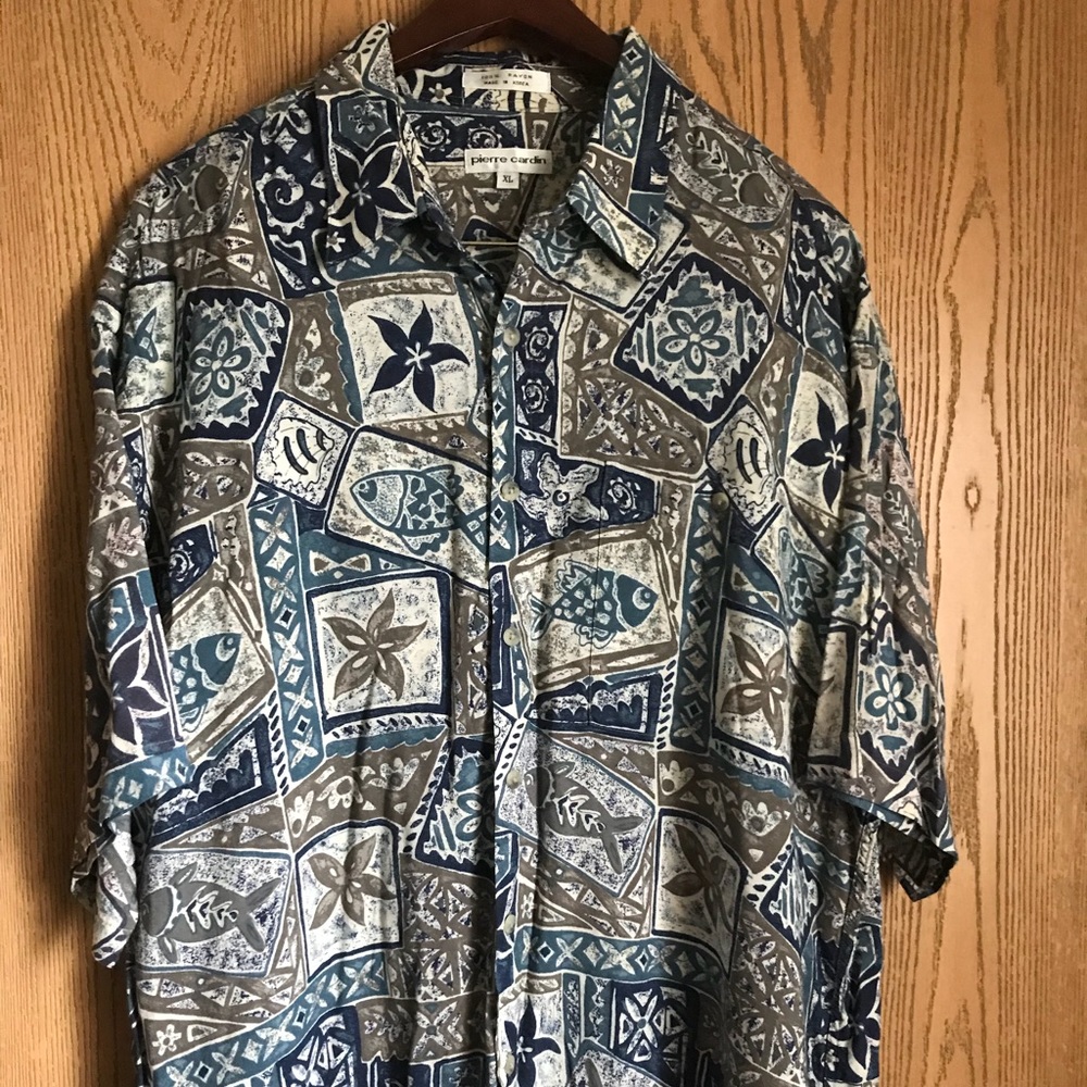 Pierre Cardin Hawaiian Sea Life Button Up Shirt XL